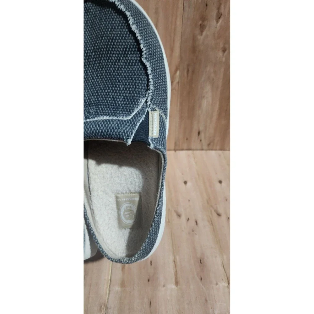 Gecko Man Mens 12 Blue Gray Casual Comfort Slip On Slide Loafer Deck Shoes